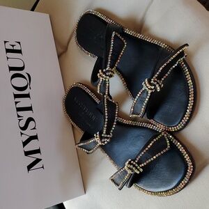 MYSTIQUE Leather and Crystal Sandals